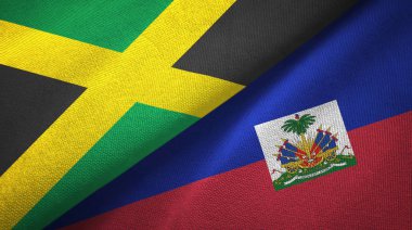 Jamaika ve Haiti iki bayraklar tekstil kumaş, kumaş doku