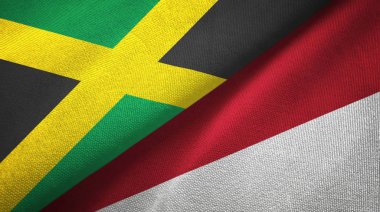 Jamaika ve Endonezya iki bayraklar tekstil kumaş, kumaş doku