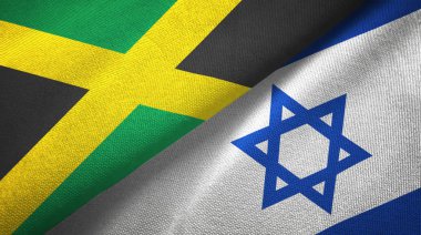 Jamaika ve İsrail iki bayrak tekstil kumaş, kumaş doku