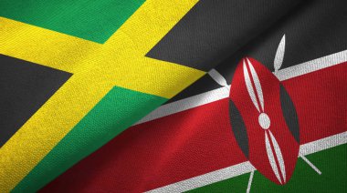 Jamaika ve Kenya iki bayraklar tekstil kumaş, kumaş doku
