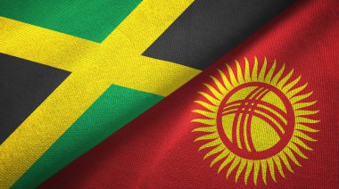 Jamaika ve Kırgızistan iki bayrak tekstil kumaş, kumaş doku
