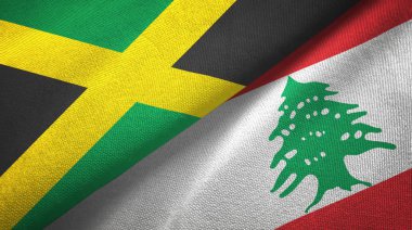 Jamaika ve Lübnan iki bayrak tekstil kumaş, kumaş doku