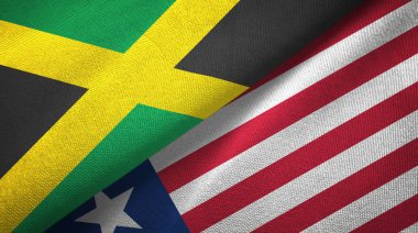 Jamaika ve Liberya iki bayraktekstil kumaş, kumaş doku