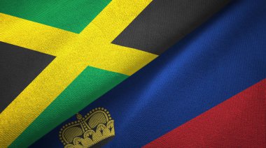 Jamaika ve Liechtenstein iki bayraklar tekstil kumaş, kumaş doku