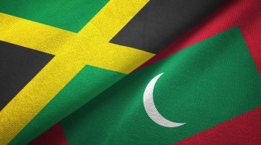 Jamaika ve Maldivler iki bayraklar tekstil kumaş, kumaş doku