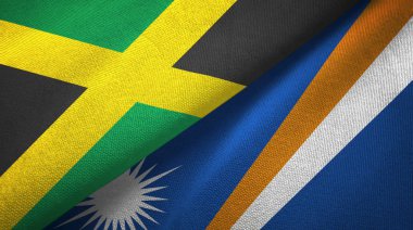 Jamaika ve Marshall Adaları iki bayraklar tekstil kumaş, kumaş doku