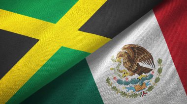 Jamaika ve Meksika iki bayraklar tekstil kumaş, kumaş doku
