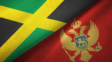 Jamaika ve Karadağ iki bayrak lı tekstil kumaş, kumaş dokusu