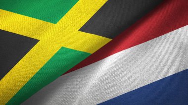Jamaika ve Hollanda iki bayraktekstil kumaş, kumaş doku