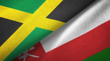 Jamaika ve Umman iki bayrak tekstil kumaş, kumaş doku