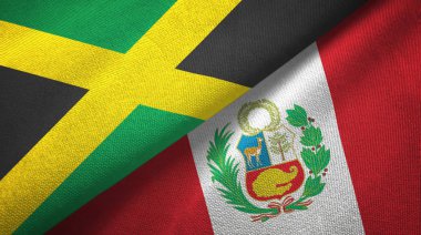 Jamaika ve Peru iki bayraklar tekstil kumaş, kumaş doku