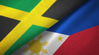 Jamaika ve Filipinler iki bayraklar tekstil kumaş, kumaş doku