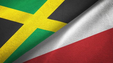 Jamaika ve Polonya iki bayraklar tekstil kumaş, kumaş doku