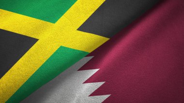 Jamaika ve Katar iki bayrak tekstil kumaş, kumaş doku