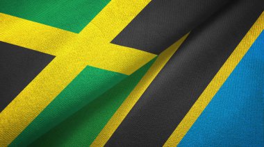 Jamaika ve Tanzanya iki bayraklar tekstil kumaş, kumaş doku