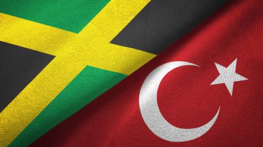 Jamaika ve Türkiye'de iki bayrak tekstil kumaş, kumaş doku