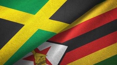 Jamaika ve Zimbabve iki bayraklar tekstil kumaş, kumaş doku