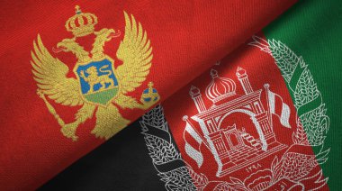 Karadağ ve Afganistan iki bayrak tekstil kumaş, kumaş doku 