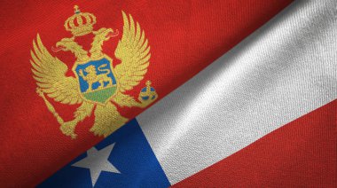 Karadağ ve Şili iki bayrak tekstil kumaş, kumaş doku