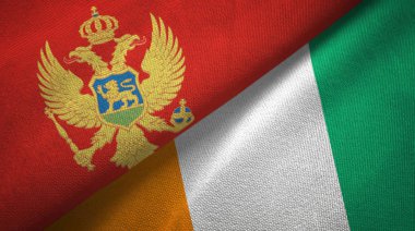 Karadağ ve Cote divoire Fildişi sahili iki bayraklar tekstil kumaş doku 