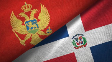 Karadağ ve Dominik Cumhuriyeti iki bayrak tekstil kumaş, kumaş doku