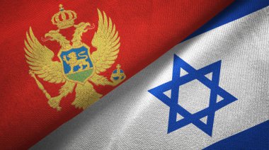 Karadağ ve İsrail iki bayrak tekstil kumaş, kumaş doku