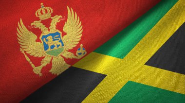 Karadağ ve Jamaika iki bayraklı tekstil kumaş, kumaş doku