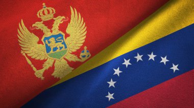 Karadağ ve Venezuela iki bayrak tekstil kumaş, kumaş doku