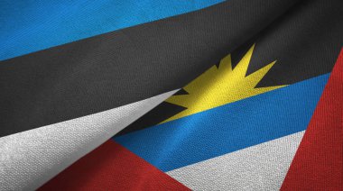 Estonya ve Antigua ve Barbuda iki bayraklar tekstil kumaş, kumaş doku 