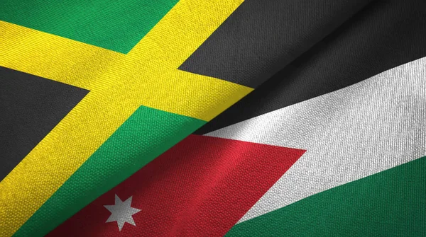 Jamaika ve Ürdün iki bayraklar tekstil kumaş, kumaş doku