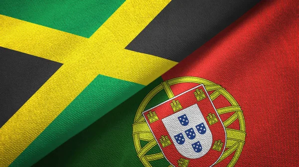 Jamaika ve Portekiz iki bayraklar tekstil kumaş, kumaş doku