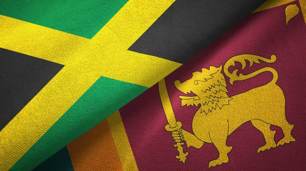 Jamaika ve Sri Lanka iki bayraklar tekstil kumaş, kumaş doku