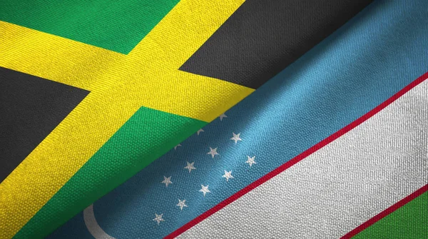 Jamaika ve Özbekistan iki bayrak tekstil kumaş, kumaş doku