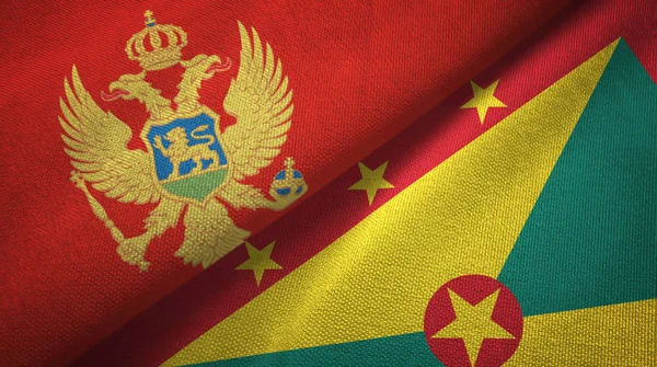 Montenegro y Granada dos banderas tela textil, textura de la tela — Foto de Stock