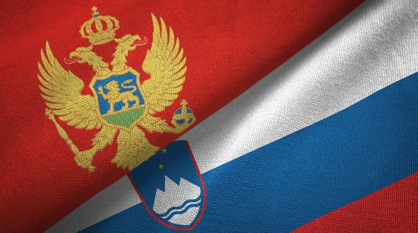 Montenegro and Slovenia two flags textile cloth, fabric texture