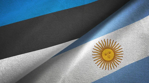 Estland och Argentina två flaggor textil tyg, tyg konsistens — Stockfoto