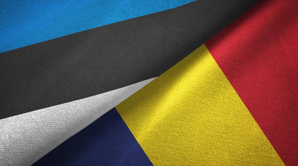 Észtország és Csád két zászló Textil szövet, szövet textúra — Stock Fotó