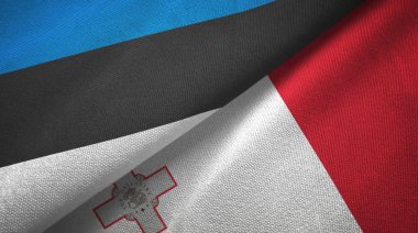 Estonya ve Malta iki bayraklar tekstil kumaş, kumaş doku