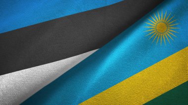 Estonya ve Ruanda iki bayrak tekstil kumaş, kumaş doku