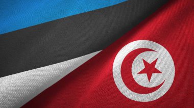 Estonya ve Tunus iki bayraklar tekstil kumaş, kumaş doku