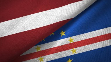 Letonya ve Cape Cabo Verde iki bayraktekstil kumaş, kumaş doku 
