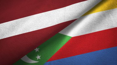 Letonya ve Komorlar iki bayrak tekstil kumaş, kumaş doku