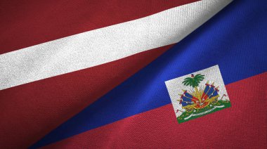 Letonya ve Haiti iki bayraklar tekstil kumaş, kumaş doku