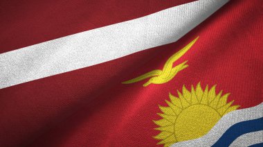 Letonya ve Kiribati iki bayraktekstil kumaş, kumaş doku