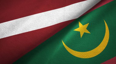 Letonya ve Moritanya iki bayraktekstil kumaş, kumaş doku