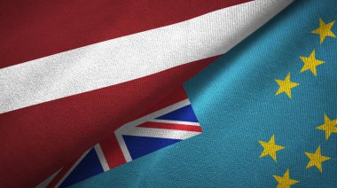 Letonya ve Tuvalu iki bayrak tekstil kumaş, kumaş doku