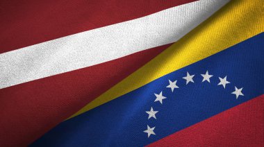 Letonya ve Venezuela iki bayrak tekstil kumaş, kumaş doku