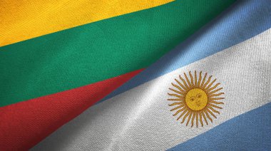 Litvanya ve Arjantin iki bayraklar tekstil kumaş, kumaş doku 