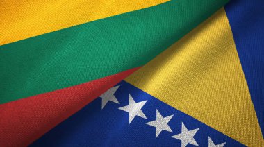 Litvanya ve Bosna-Hersek iki bayrak tekstil kumaş, kumaş doku 