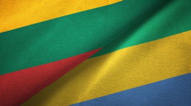 Litvanya ve Gabon iki bayraklar tekstil kumaş, kumaş doku